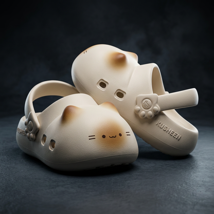 Beige PawPrint Clogs